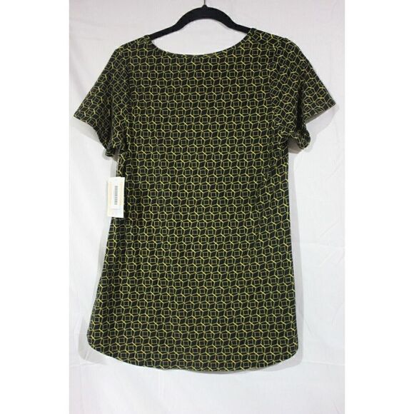 LuLaRoe Classic Tee Black Gold Geometric Print Top Size XXS - Picture 2 of 3